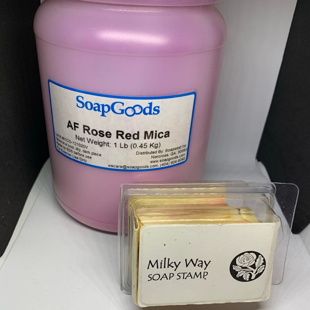 Soap Goods AF Rose  Red Mica & Cold Press Milky Way Soap Stamp